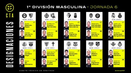 Designaciones arbitrales de la 6ª jornada de LaLiga EA Sports