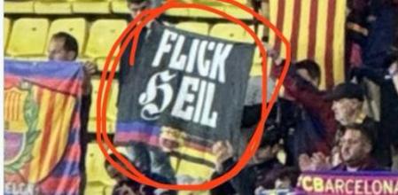 Pancarta pronazi de unos aficionados del Barça en Mónaco
