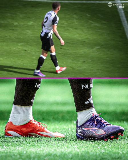Trippier jugó con el Newcastle con dos botas de cada color y de marcas diferentes.