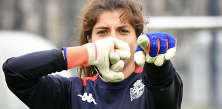 Ines Pereira en un entrenamiento con el Deportivo Abanca