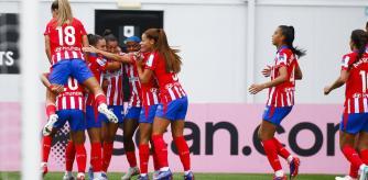 El Atlético de Madrid Femenino celebra uno de los goles anotados ante el Rosenborg.