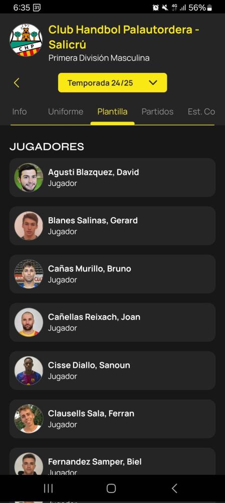 Plantilla del CH Palautordera-Salicrú con Joan Cañellas