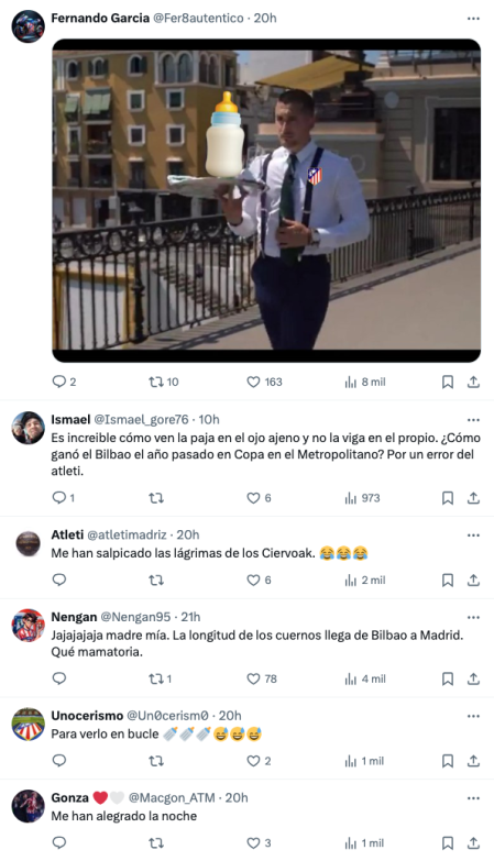 Los mensajes de los aficionados del Atlético de Madrid.