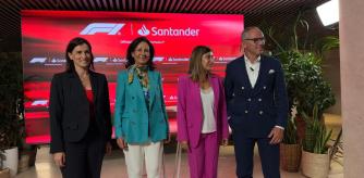 Stefano Domenicali y Ana Botín, tras firmar el acuerdo de socio oficial del Banco Santander con la F1