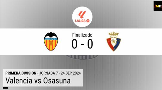 Valencia y Osasuna firman tablas en Mestalla