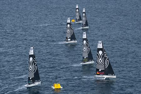 Imagen de una de las regatas de flota de semifinales con destacado protagonismo español