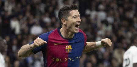 Robert Lewandowski, celebrando uno de sus goles en el Clásico