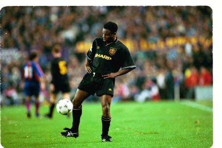 Paul Parker, durante un partido en el Camp Nou en la 1994-95