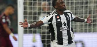 Juventus' Timothy Weah celebrates after scoring during the Serie A soccer match between Juventus and Torino at Allianz Stadium in Turin, Italy, Saturday, Nov. 9 , 2024. (Spada/LaPresse via AP)