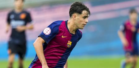 Arnau Pradas, en el Barça-Damm, donde logró un gran gol