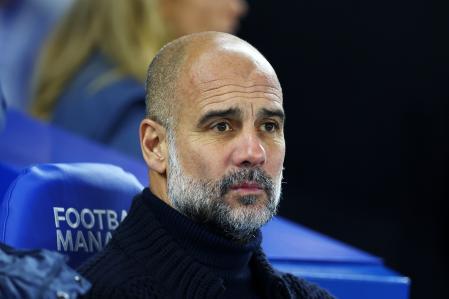 Pep Guardiola, durante el Brighton-Manchester City de este sábado