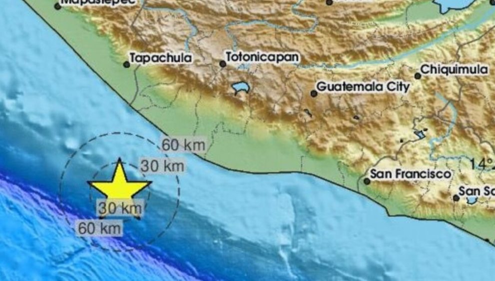 Un sismo de magnitud 5,9 se produce frente a las costas de Guatemala