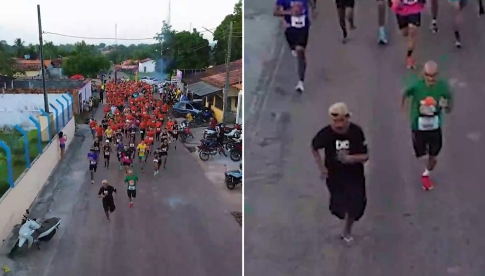 VIDEO: Un hombre borracho y en chanclas se une a un maratón y consigue una medalla
